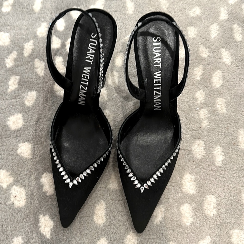 Stuart Weitzman gemcut curve pointed Toe slingback pump